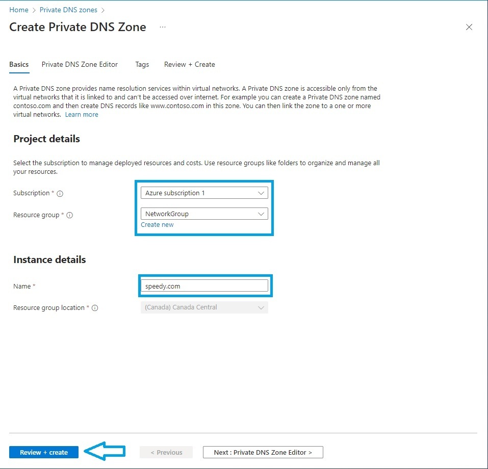 Configuring Private DNS Zone