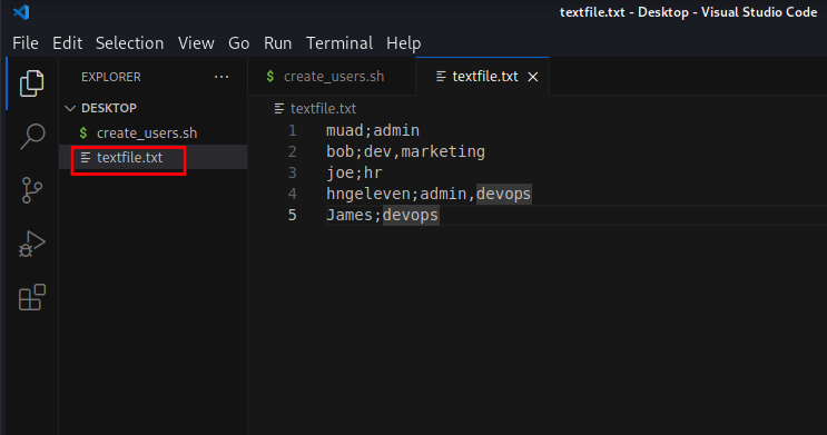 Creating textfile.txt