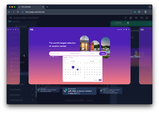 step by step screenshots in Octomind test reports