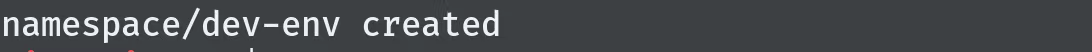 Output of  kubectl create command namespace