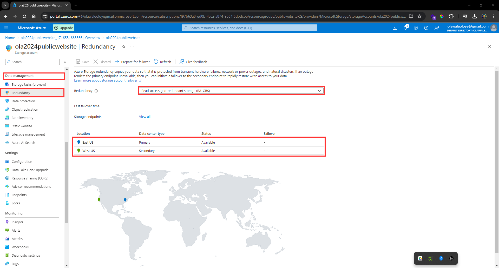 Read-access Geo-redundant storage
