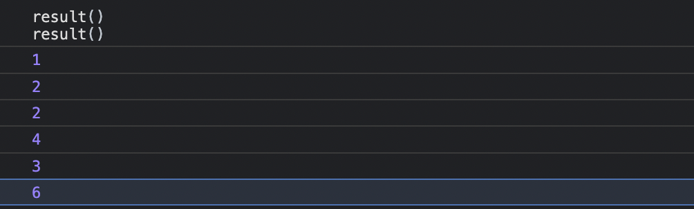 Picture showing code result on the console