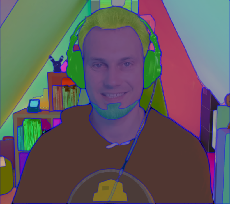 Colored segmentation areas for an avatar image.
