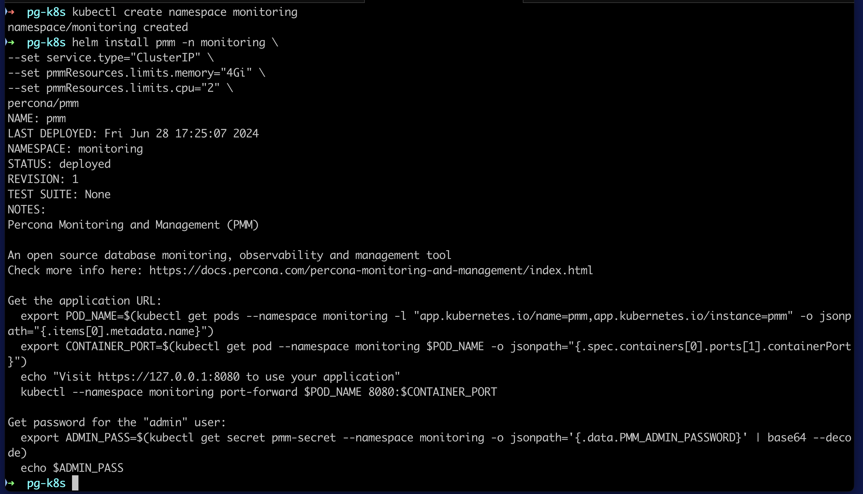 PMM HELM installation on Kubernetes