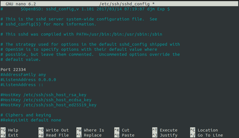 SSH Port Modification to 22334