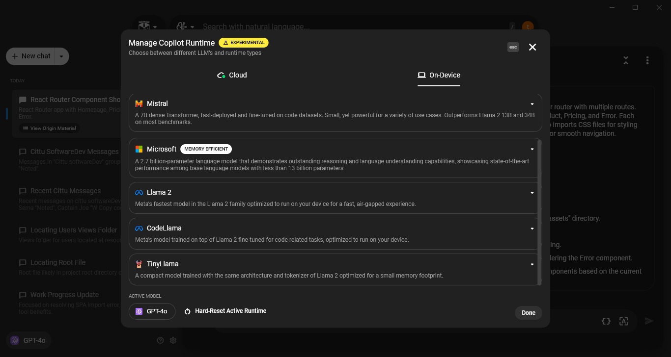List of on-device LLMs