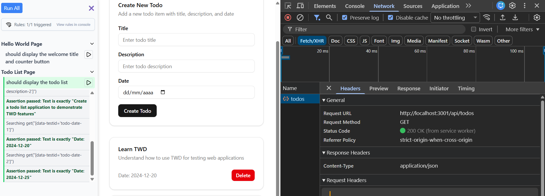 homepage with list todos tests