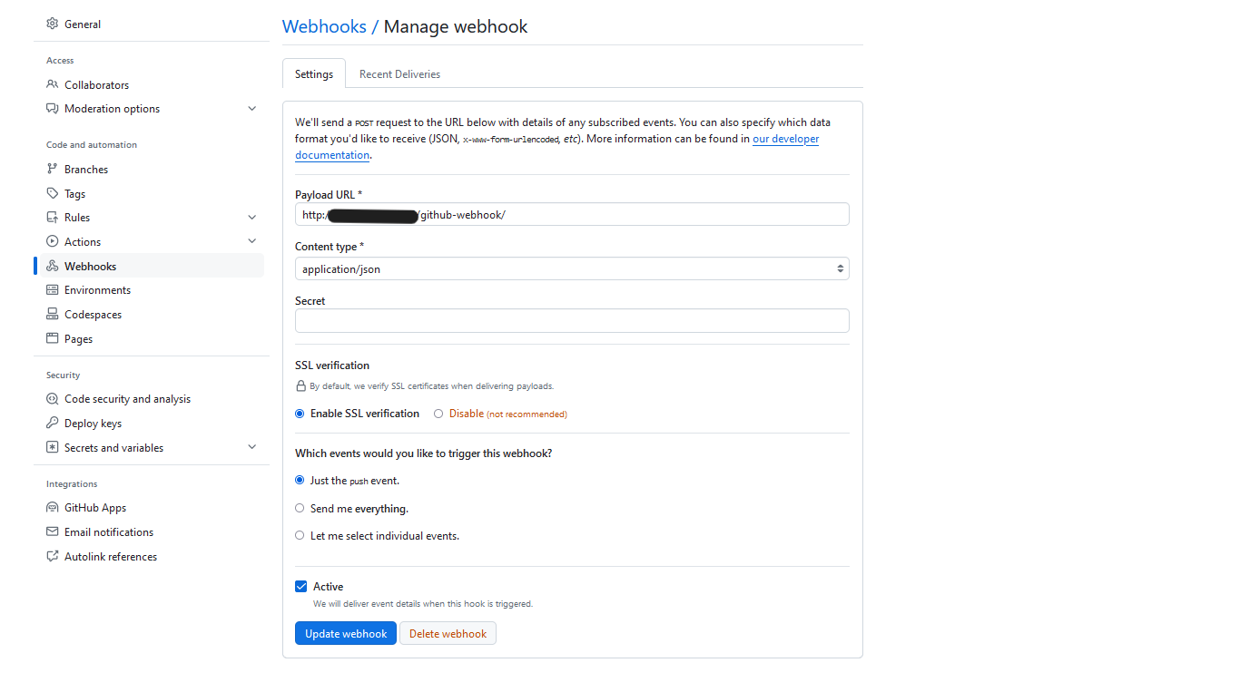 Webhook details