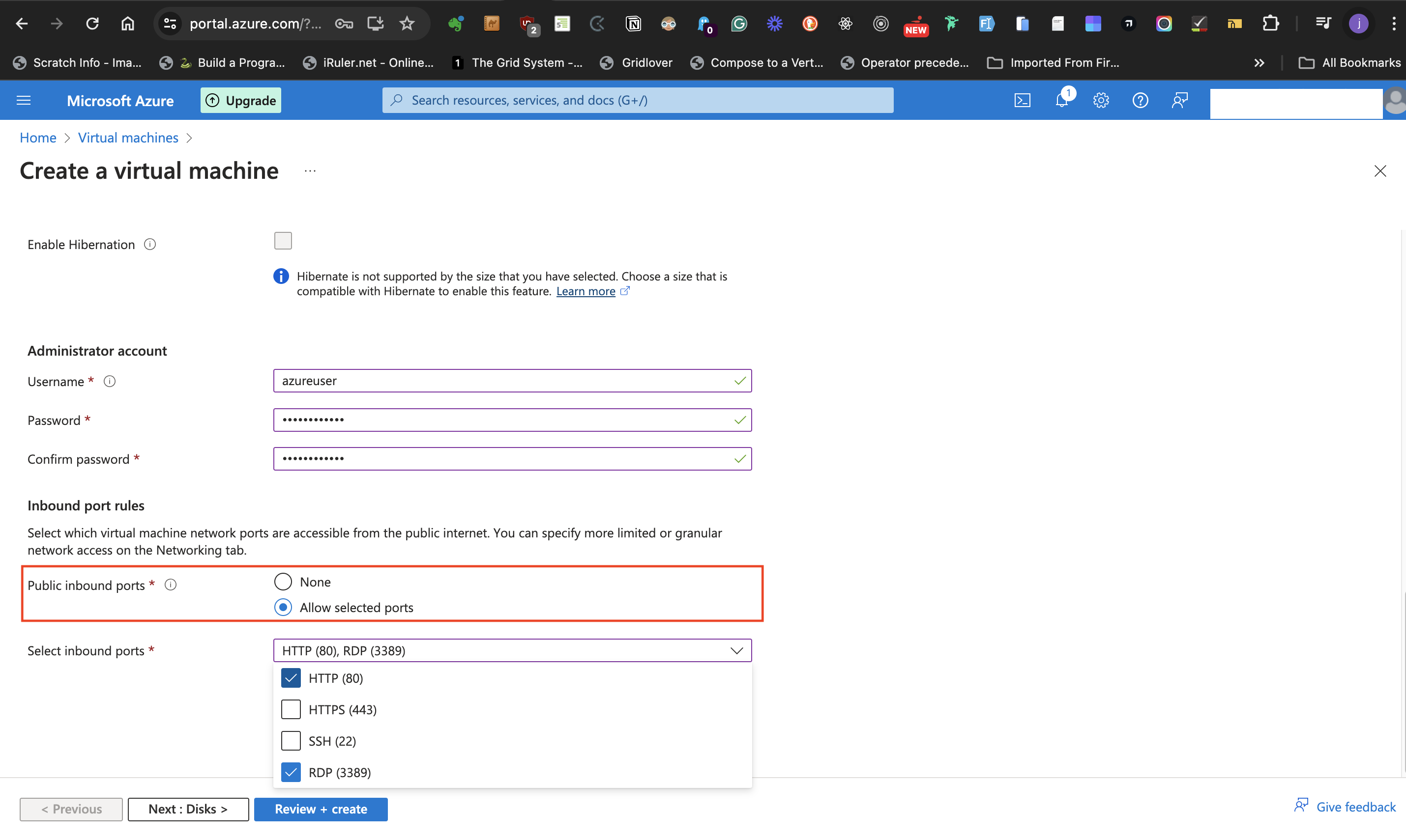 Allow selected ports