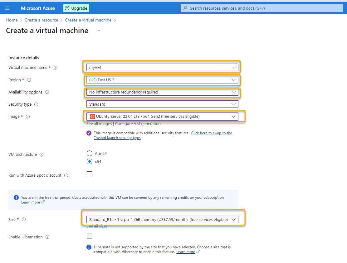 Creating a Virtual machine