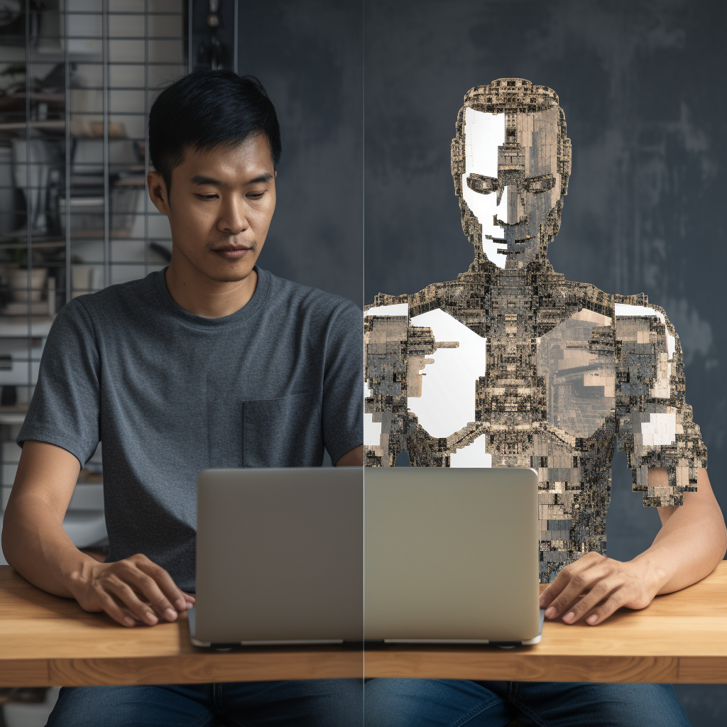 Human and Robot pairing. Image created by Midjourney