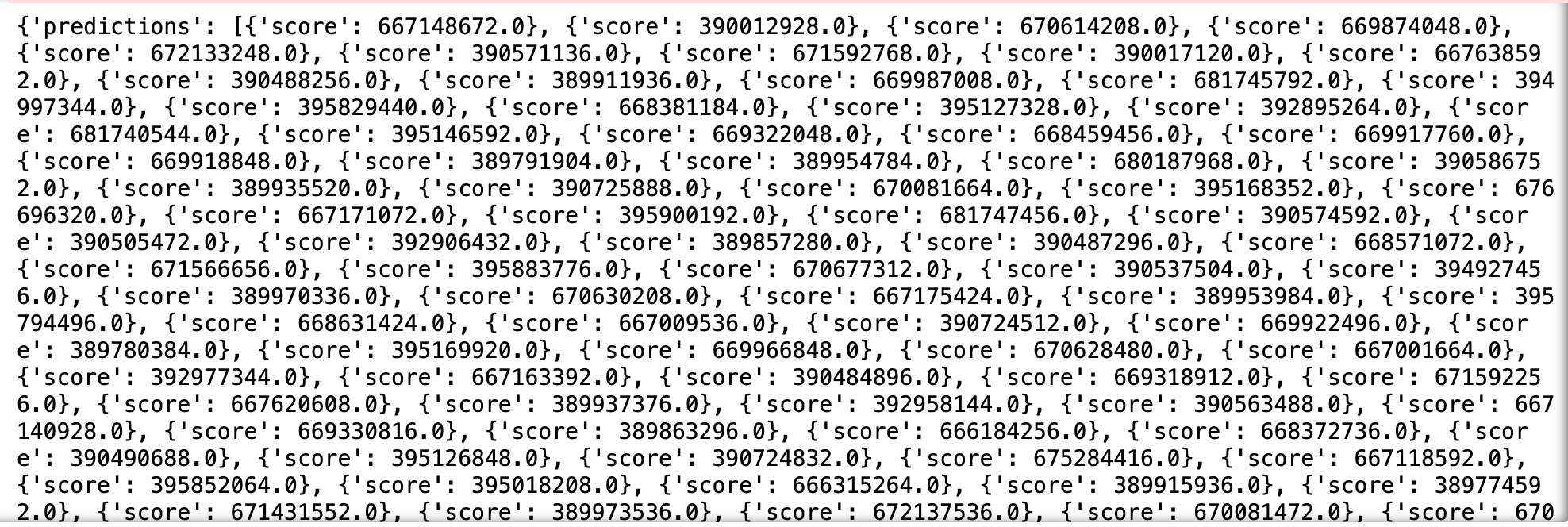 Model result on test dataset