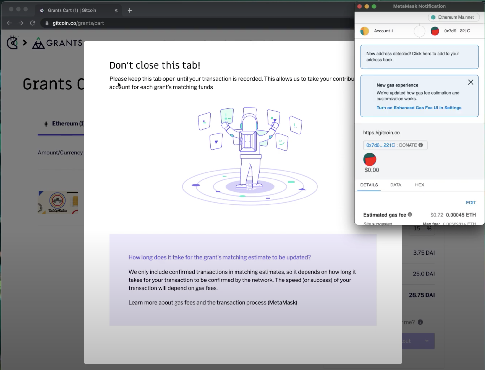 Image that shows what it's like to checkout with a crypto wallet