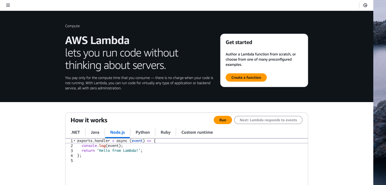 Lambda main page