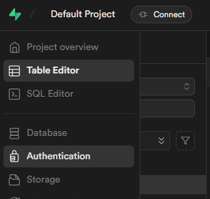 auth menu option