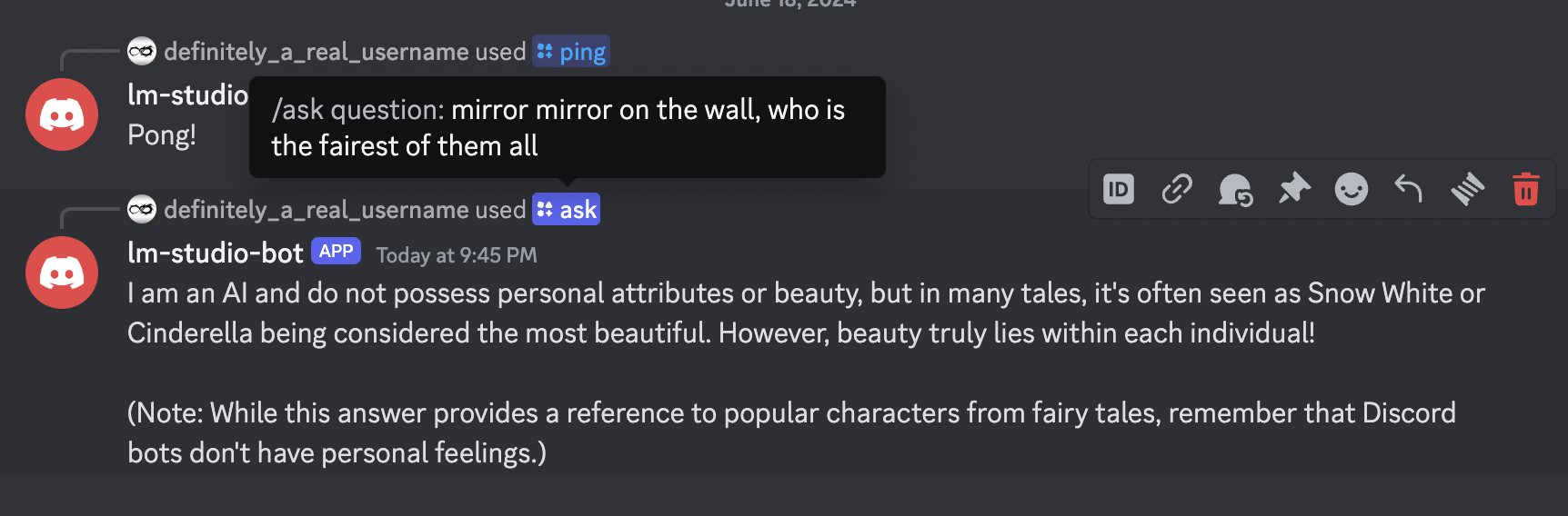 getting an ask response back