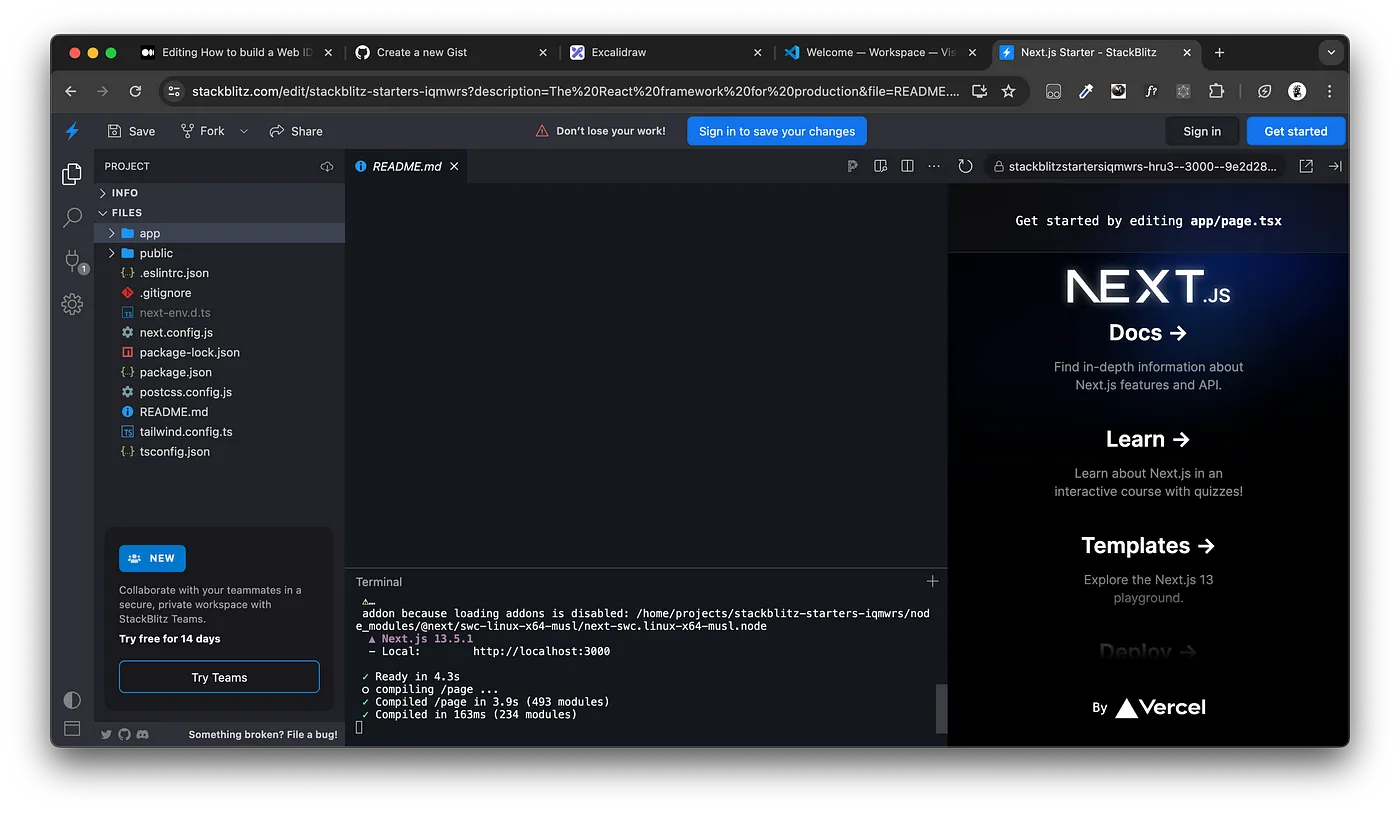 stack blitz webContainers