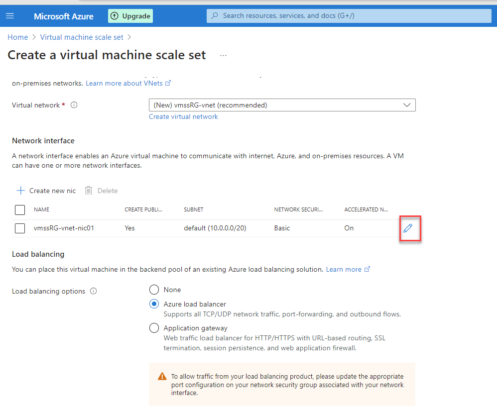 editing the network interface options
