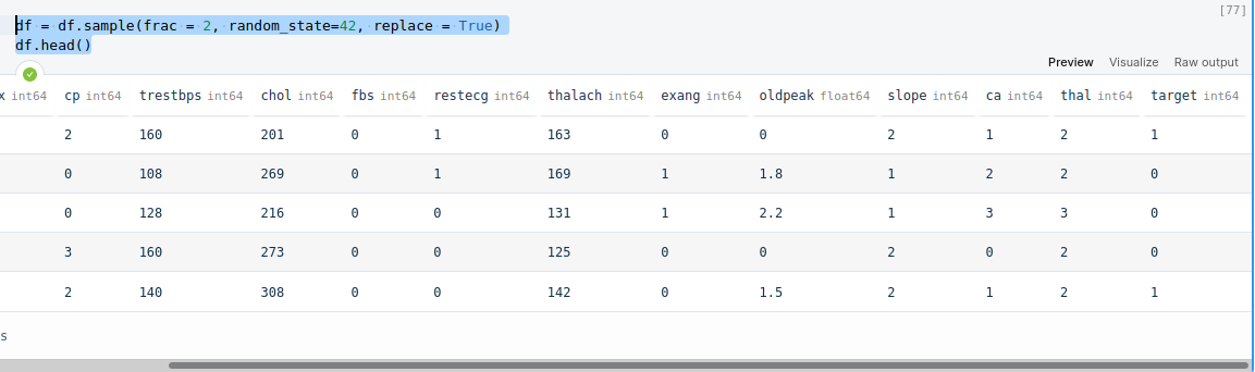 df.head() after shuffling