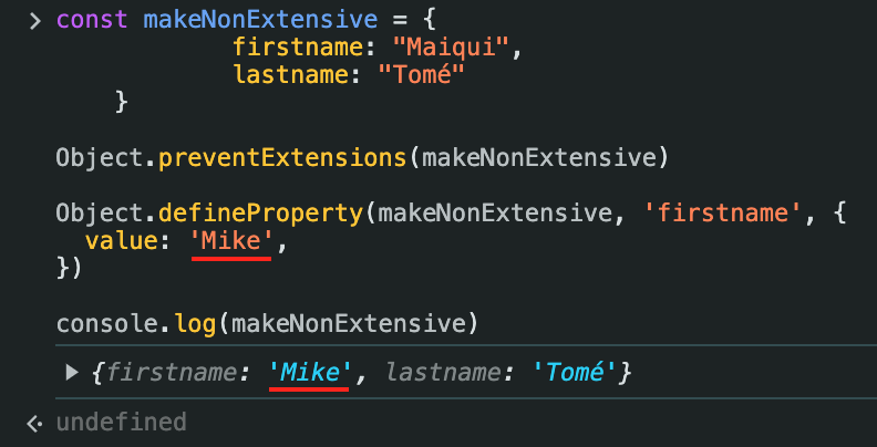 Usando defineProperty para modificar