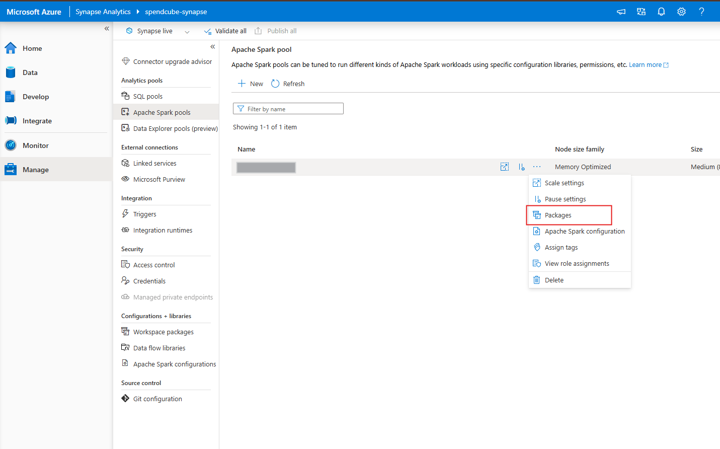 Spark 풀 패키지 설치 UI
