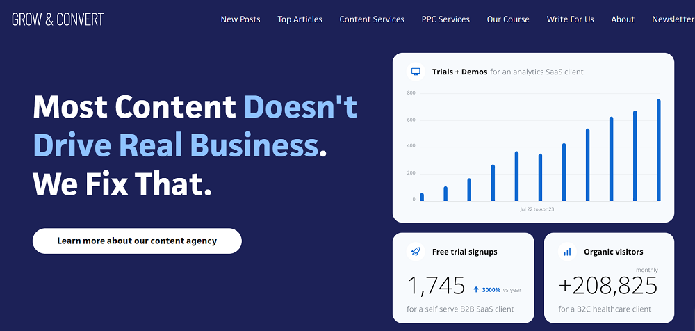 Grow and Convert website
