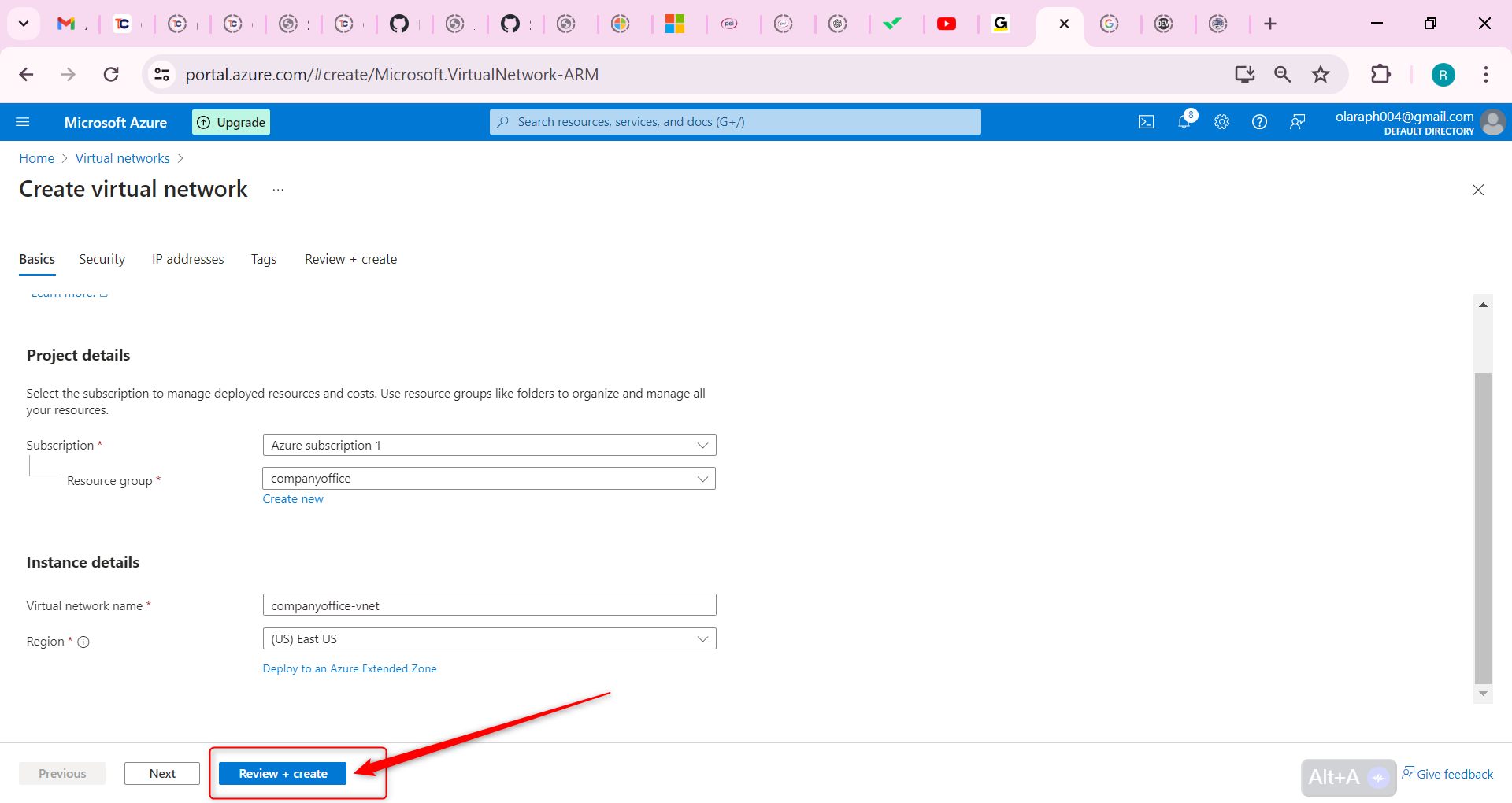 select Review + create