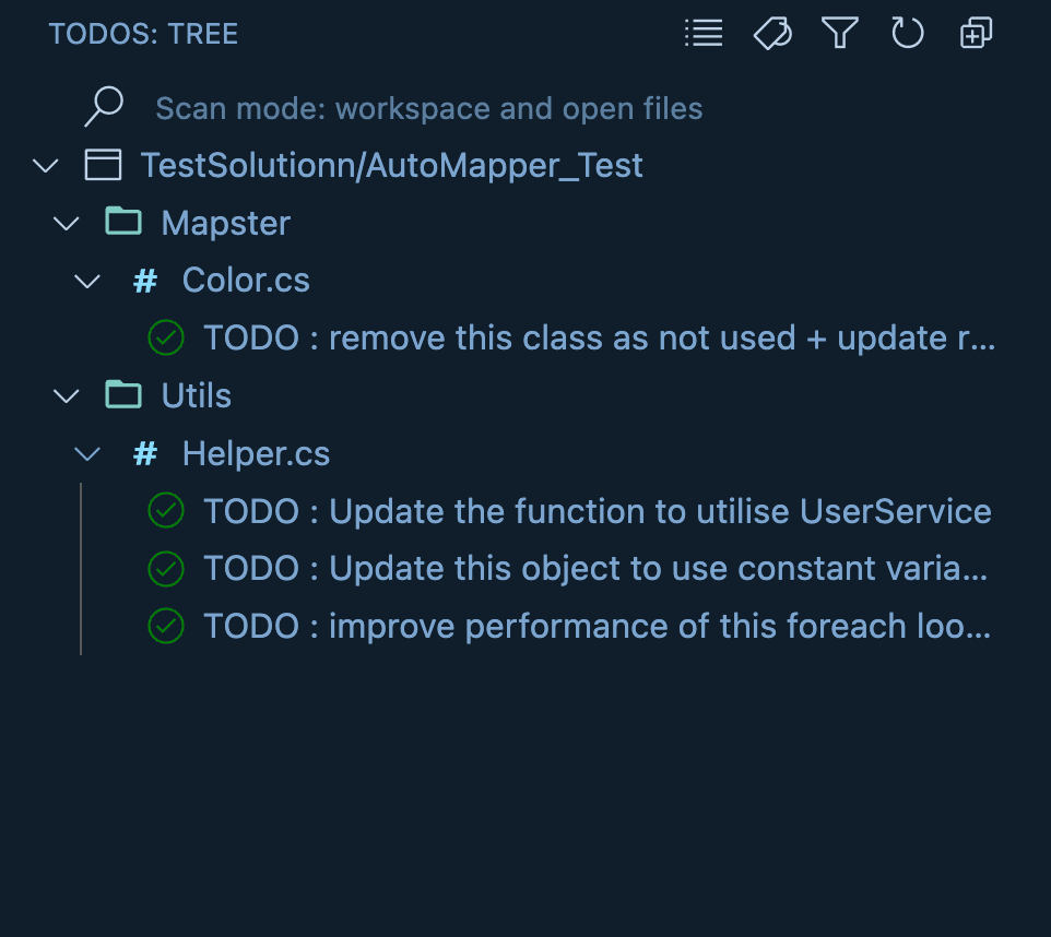 VS Code - ToDo Tree results