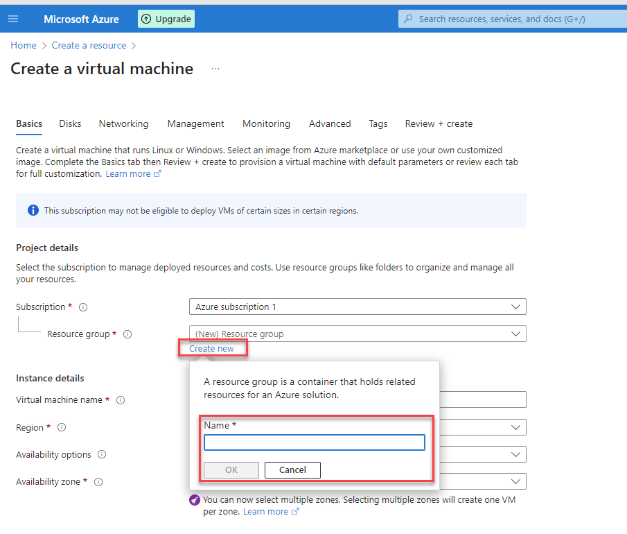 Creating a Resource group