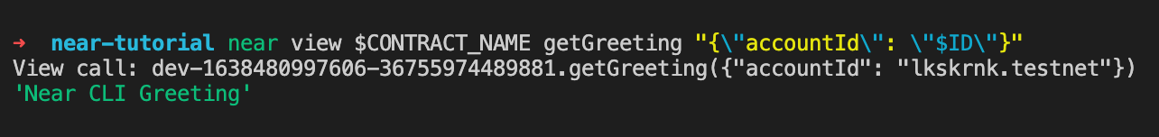 getGreeting from near cli