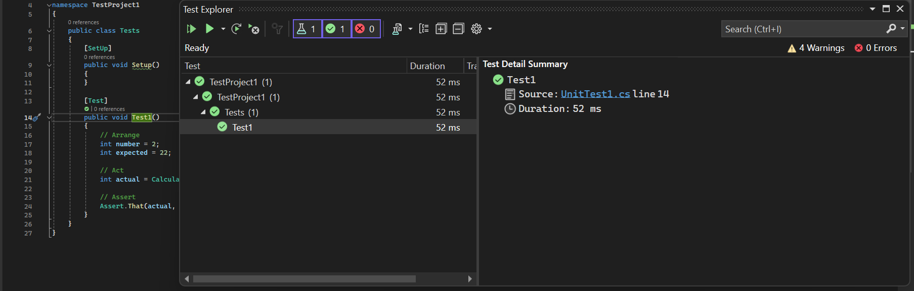 Test passes after changes