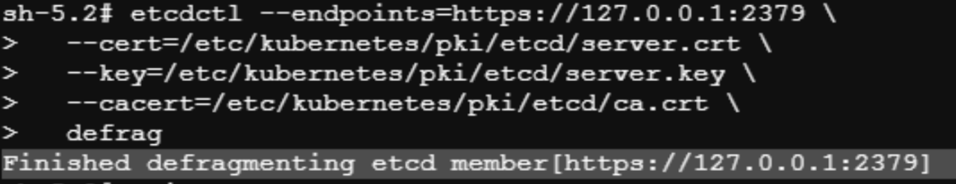 Image showing defraged etcd