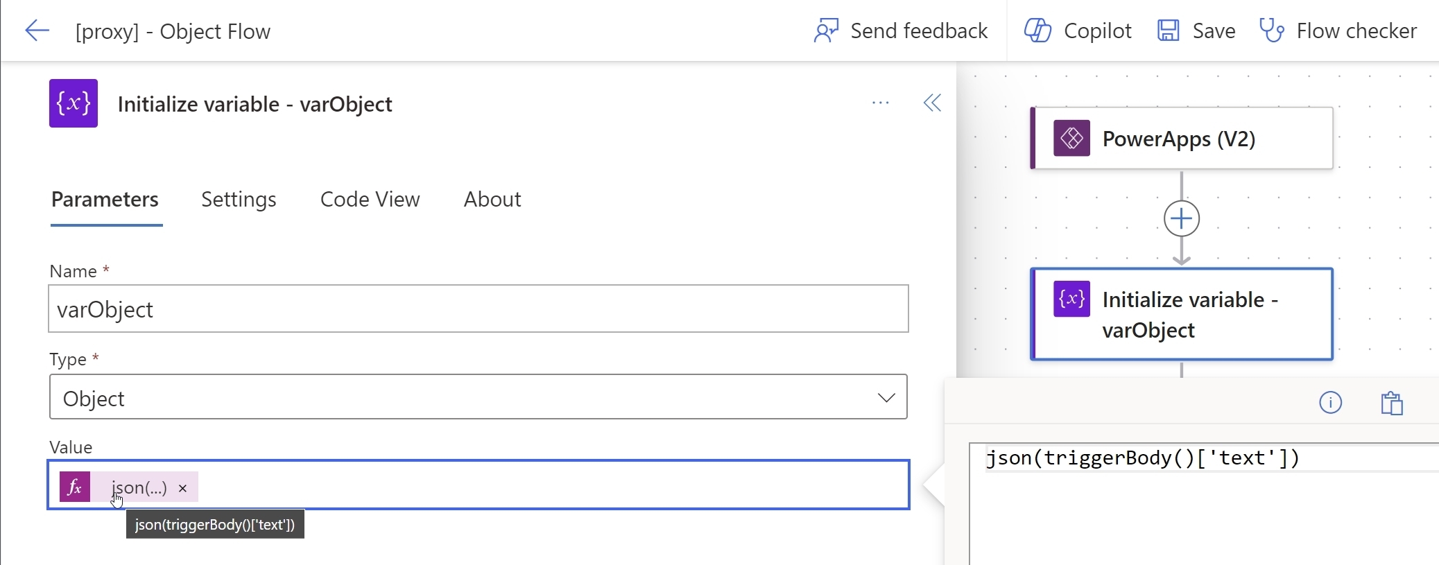 Power Automate - Initialize Object Variable