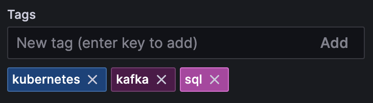 tags in dashboard list all