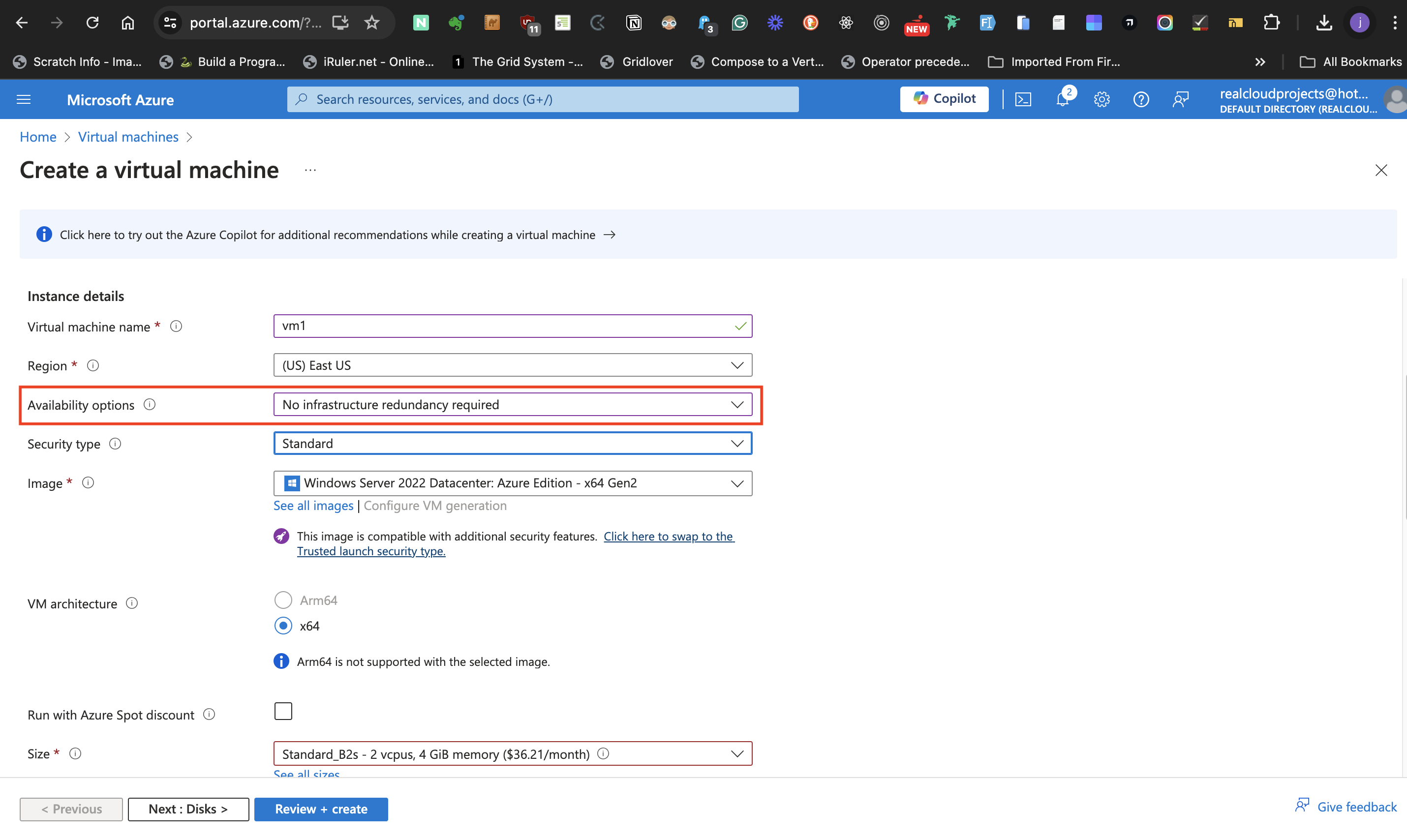 Availability options