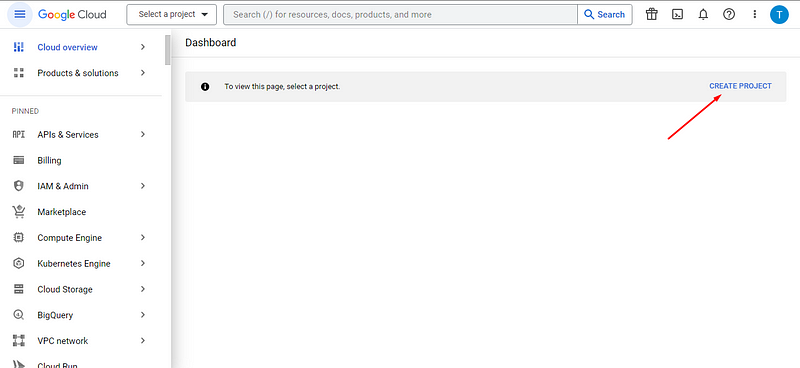 Create project in google developer console (1)