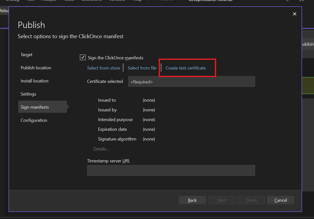 Create Test Certificate