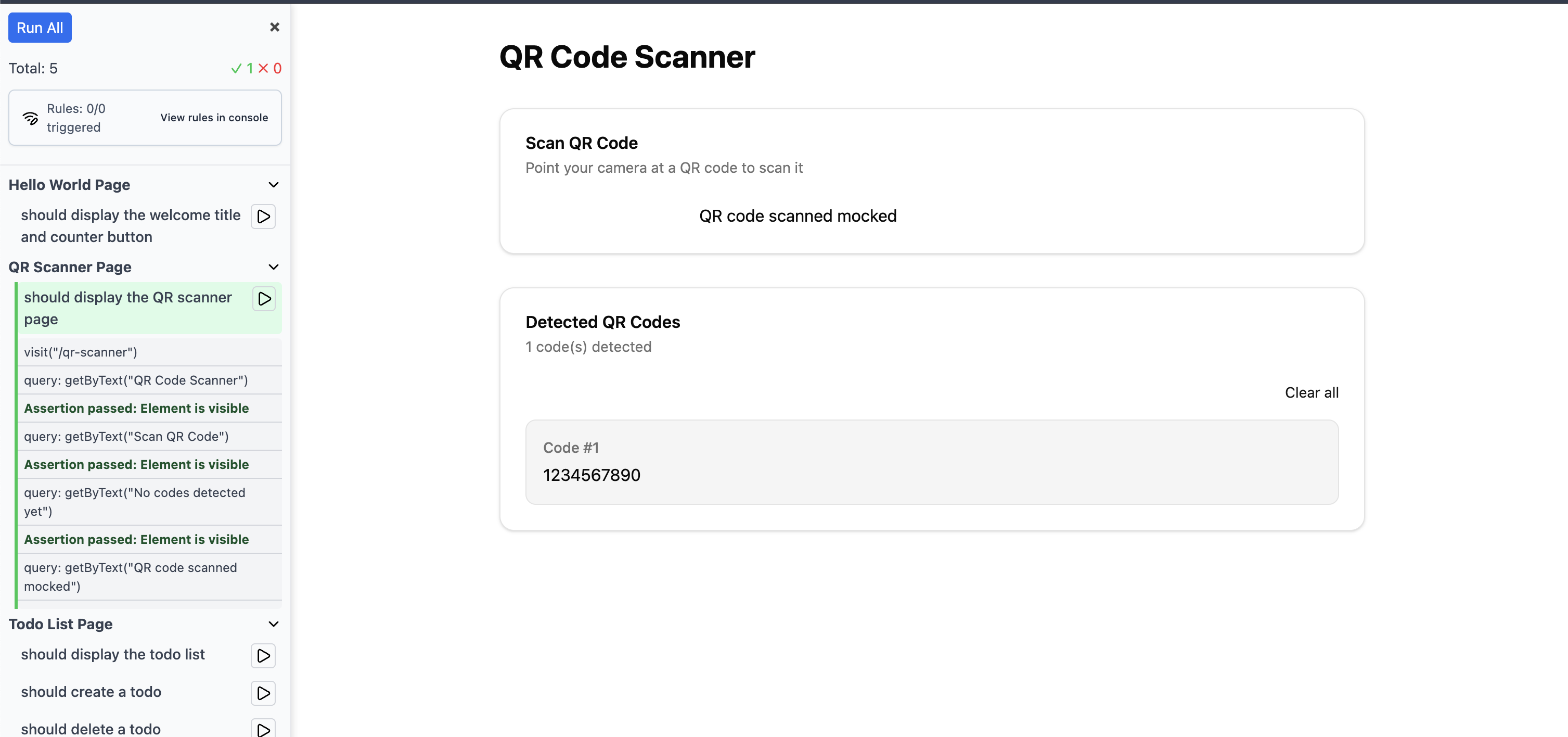 Test with qr mocked