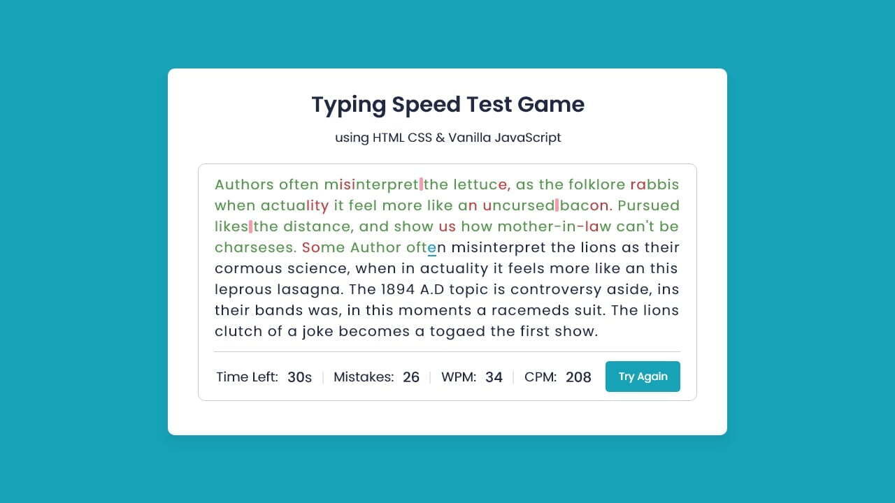 Typing Speed Test Game