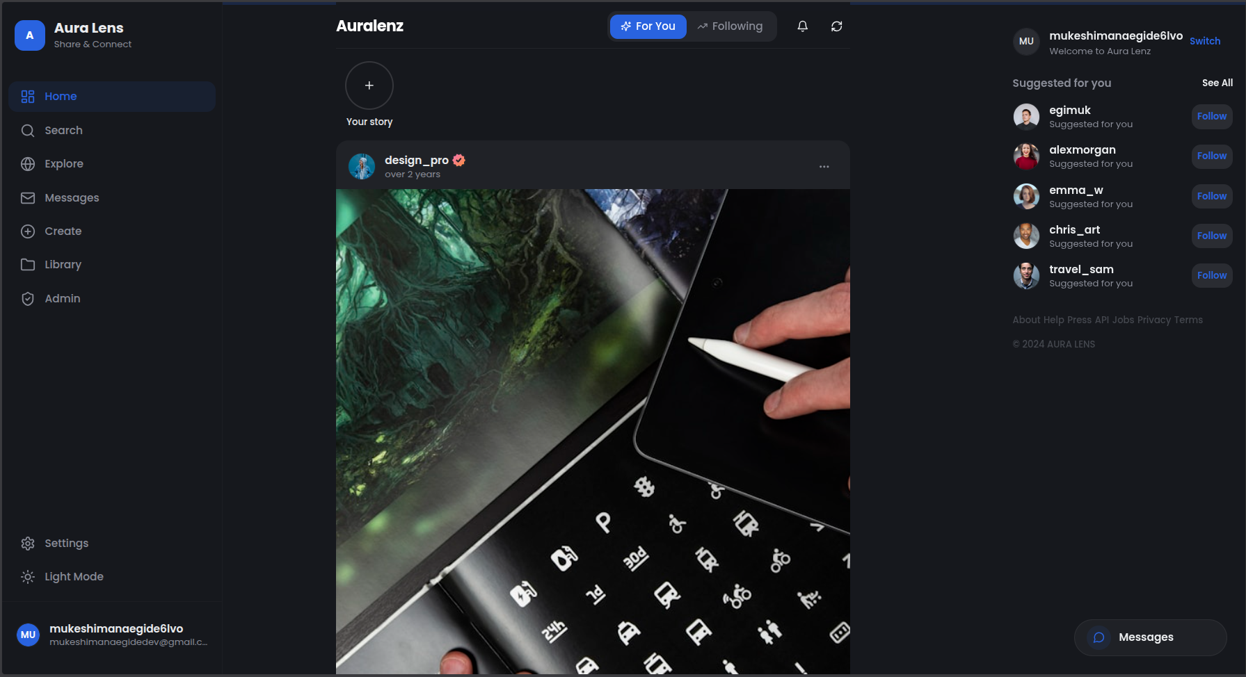 Aura Lenz feed - Share your moments (Vylo) -  https://auralenz.vercel.app