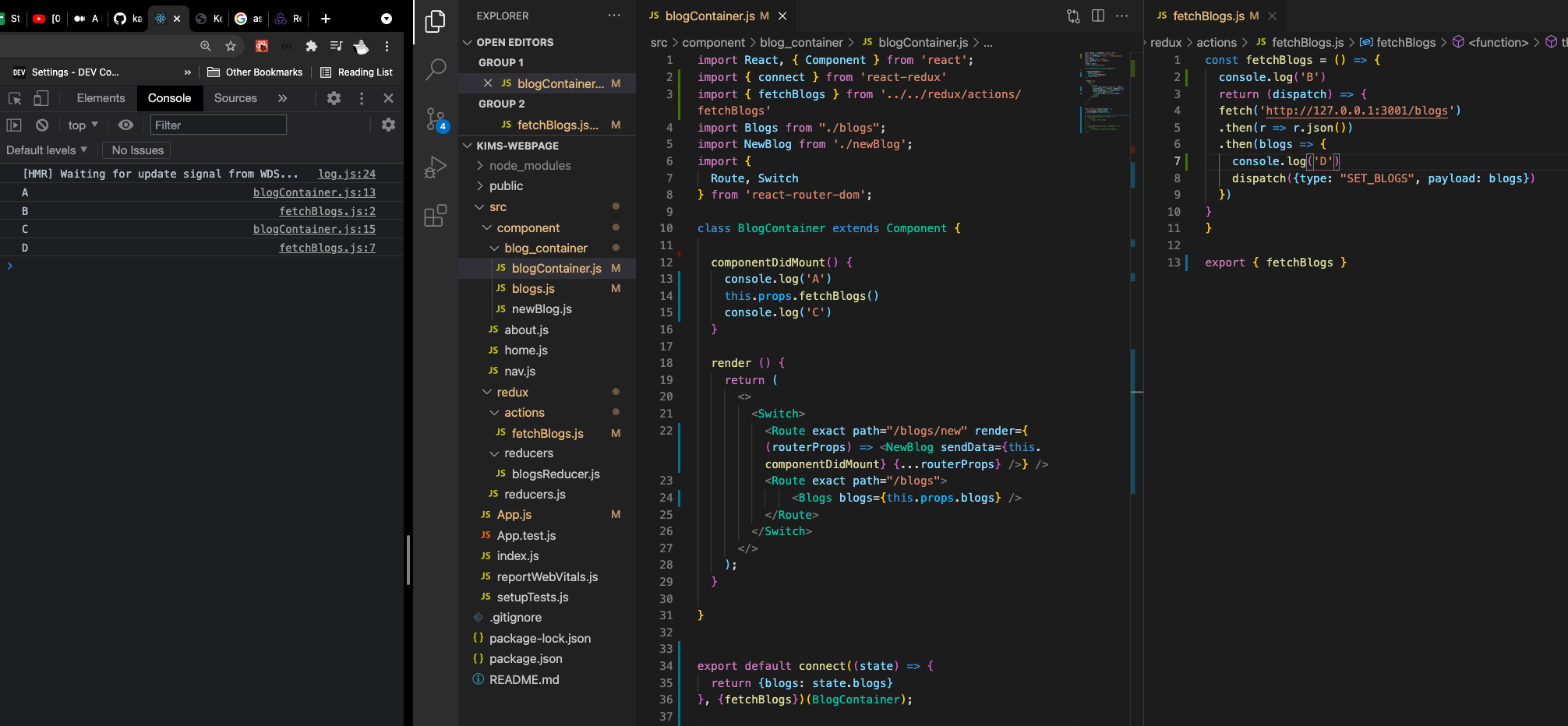 asynchronous nature of action/fetchBlogs.js