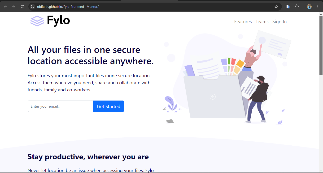 fylo webpage built with bootstrap 5