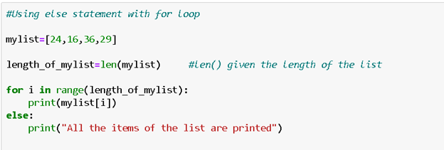 For Loop Else