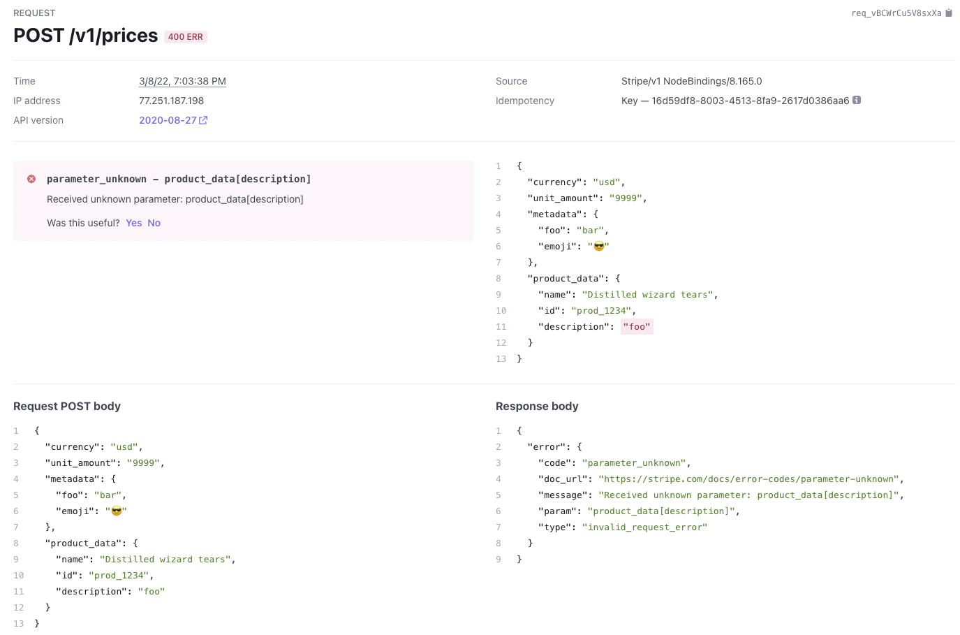 Helpful information on the Stripe Dashboard