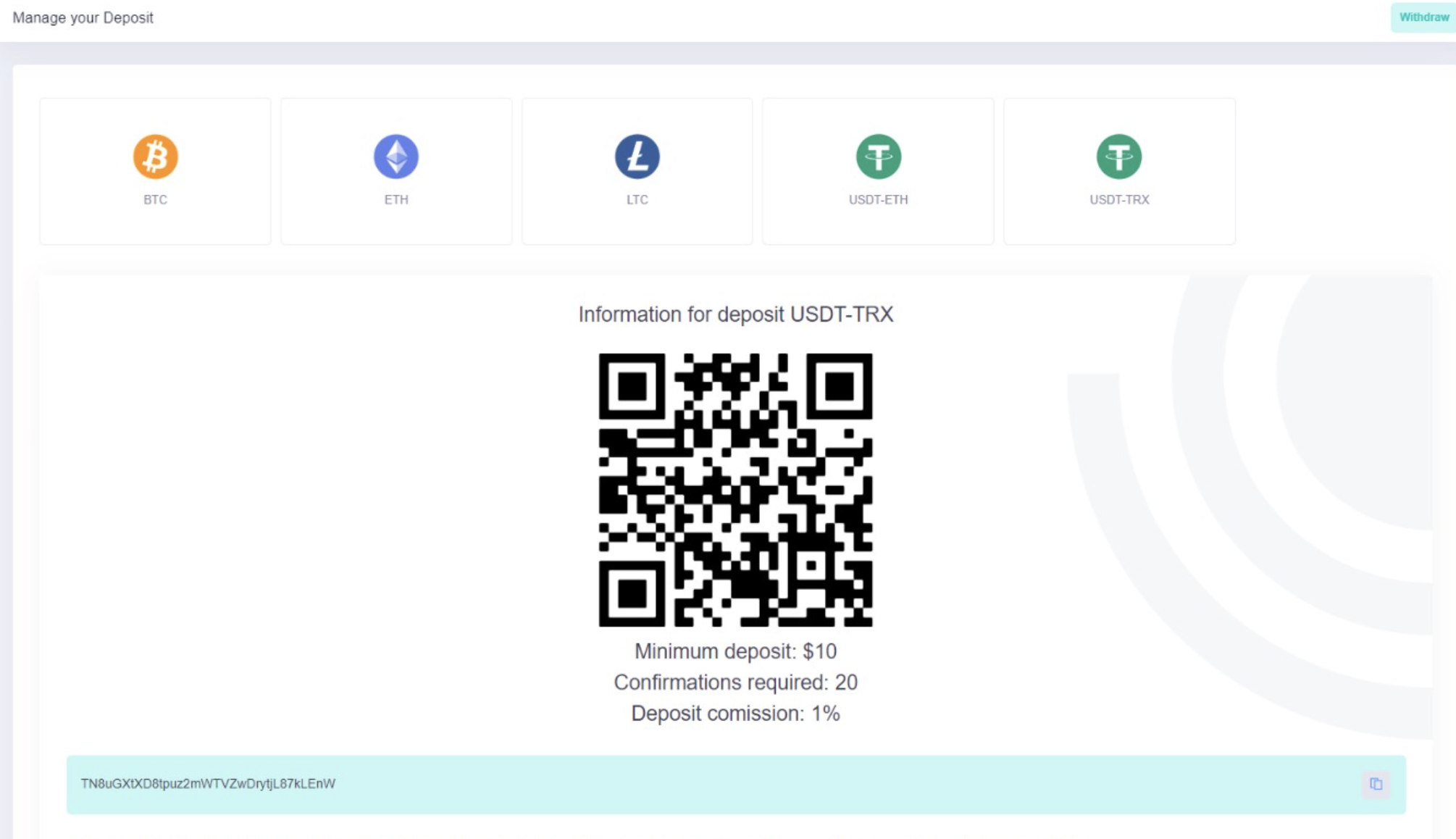 The platform's payment methods