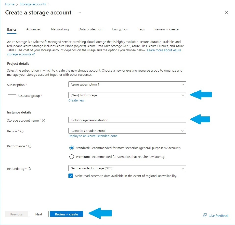 Configuring Storage Account