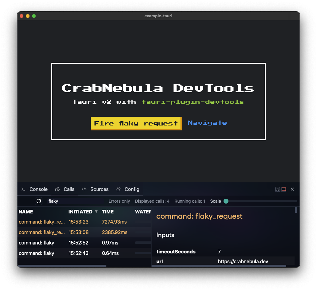 Screenshot of the embedded mode in a Tauri app