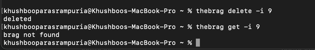 Delete a brag command