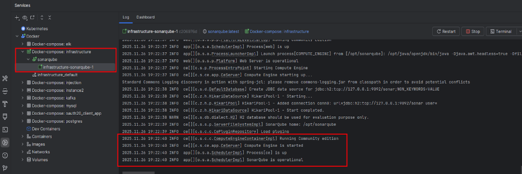 IntelliJ Docker container running
