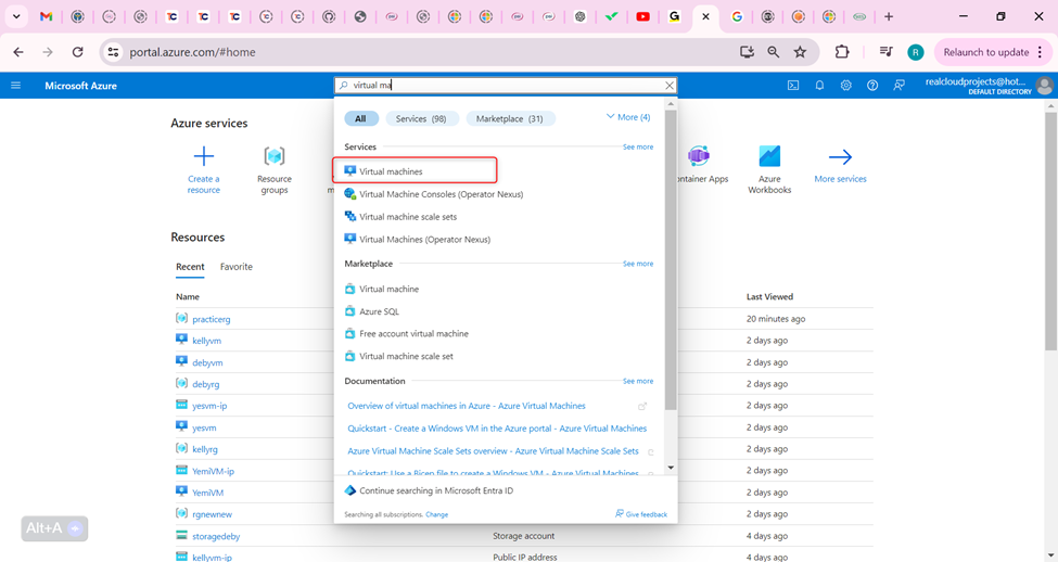 Search for Virtual Machine